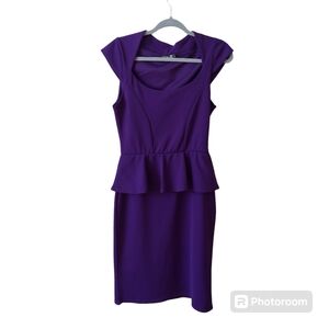 *Boohoo Y2K Purple Body Con Peplum Office Vixen Business Casual Midi Dress 10